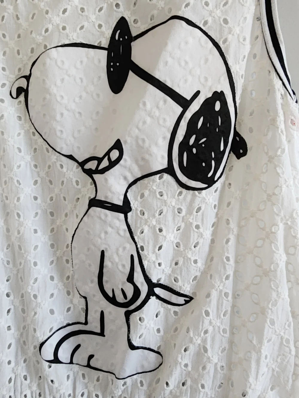 Children Trends2DAY Girl's Tank Dress Size 6 White Snoopy Eyelet Cotton Preppy